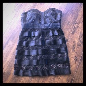 JS Collections Black Nude Strapless Lace Bandage